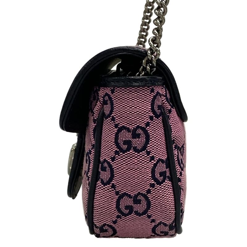 Gucci Shoulder Bag GG Marmont 476433 Pink And Dark Navy Chain Shoulder/mini Bag