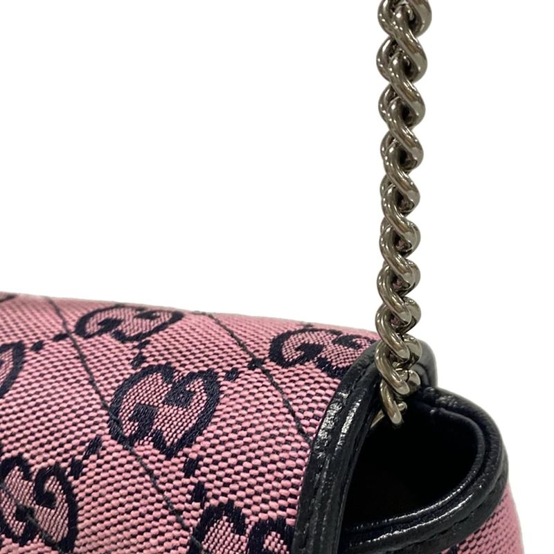 Gucci Shoulder Bag GG Marmont 476433 Pink And Dark Navy Chain Shoulder/mini Bag