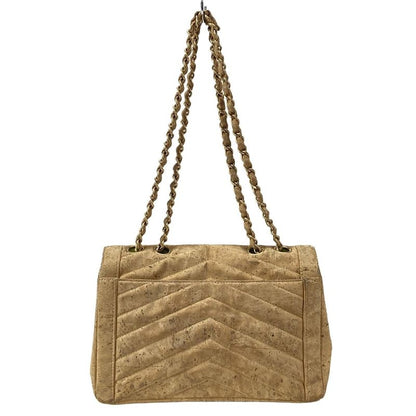 Chanel Shoulder Bag 255/v-stitching (chevron) Beige Chain Shoulder/matt Togo