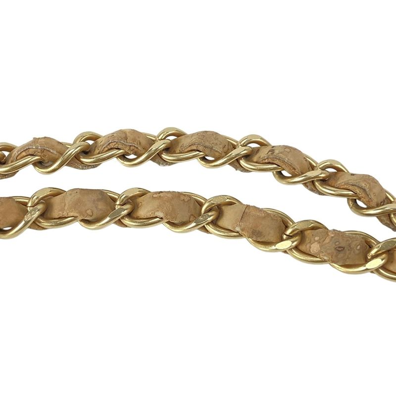 Chanel Shoulder Bag 255/v-stitching (chevron) Beige Chain Shoulder/matt Togo