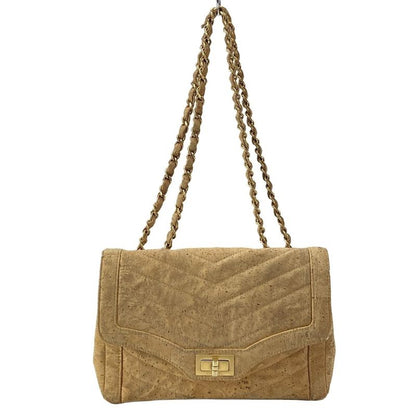 Chanel Shoulder Bag 255/v-stitching (chevron) Beige Chain Shoulder/matt Togo