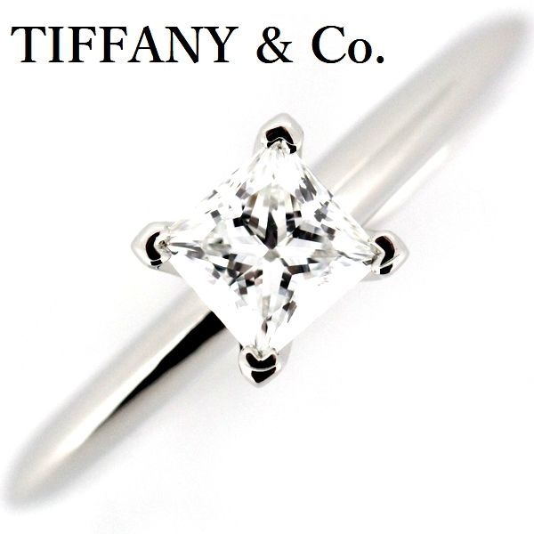 Tiffany & Co Square Princess 053ct F-vs1-3ex Diamond Ring Pt950