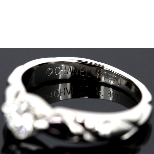 Chanel Matelasse Diamond 030ct F-vvs1 Ring Pt950 Size 4
