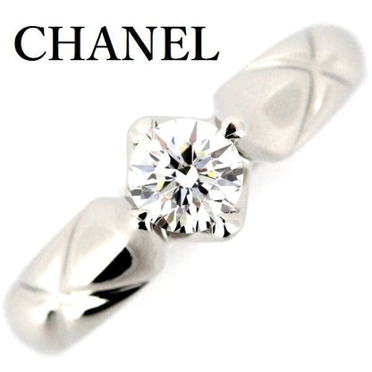 Chanel Matelasse Diamond 030ct F-vvs1 Ring Pt950 Size 4