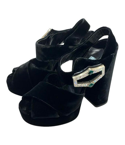 Prada Platform Sandals Velvet Women's SIZE 35 1/2 22.5cm (8.86in) Prada