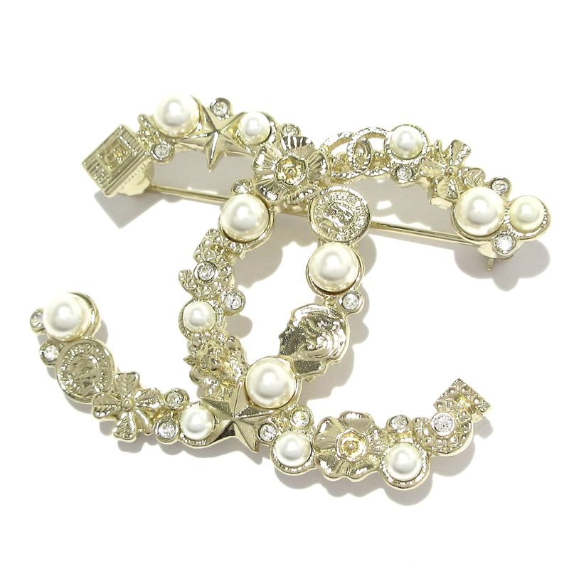 Chanel Brooch Coco Mark Gold And Ivory