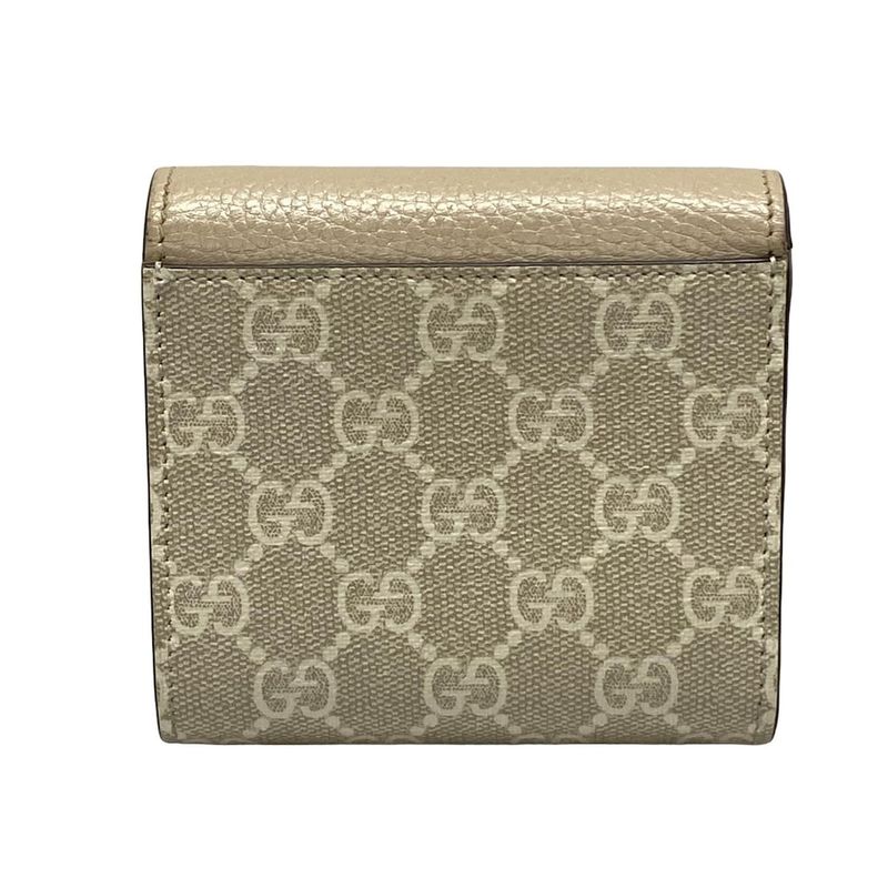 Gucci Double G Bi-colored Medium Wallet In Beige Gray And Ivory Leather