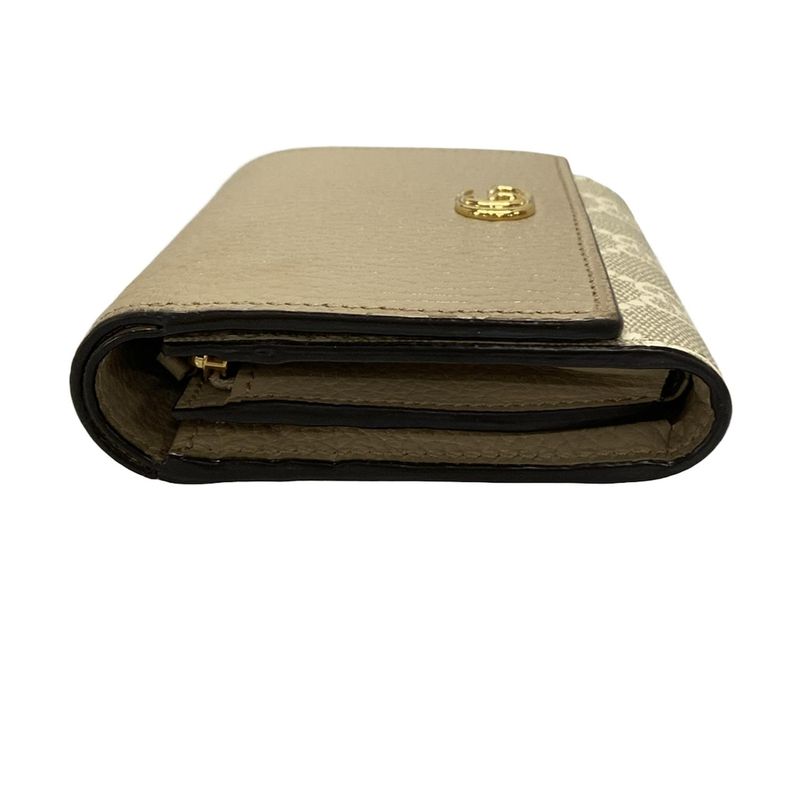 Gucci Double G Bi-colored Medium Wallet In Beige Gray And Ivory Leather