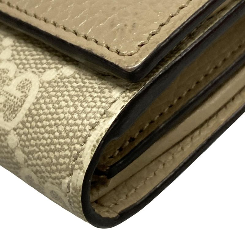 Gucci Double G Bi-colored Medium Wallet In Beige Gray And Ivory Leather