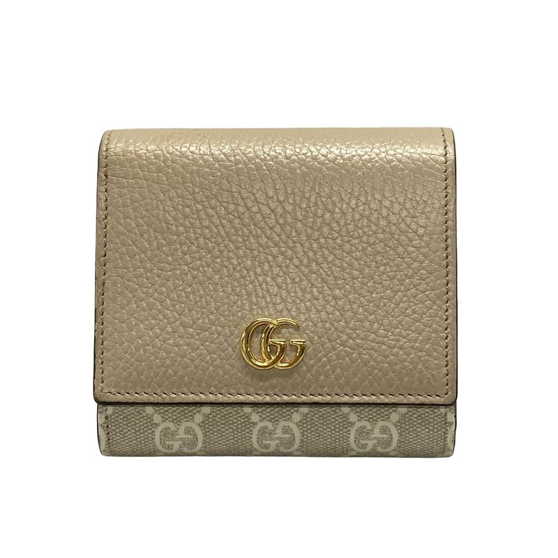 Gucci Double G Bi-colored Medium Wallet In Beige Gray And Ivory Leather