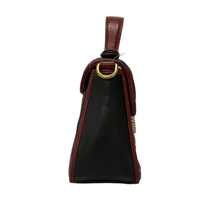 Gucci Handbag GG Marmont Mini Top Handle Bag 583571 Black And Red Leather