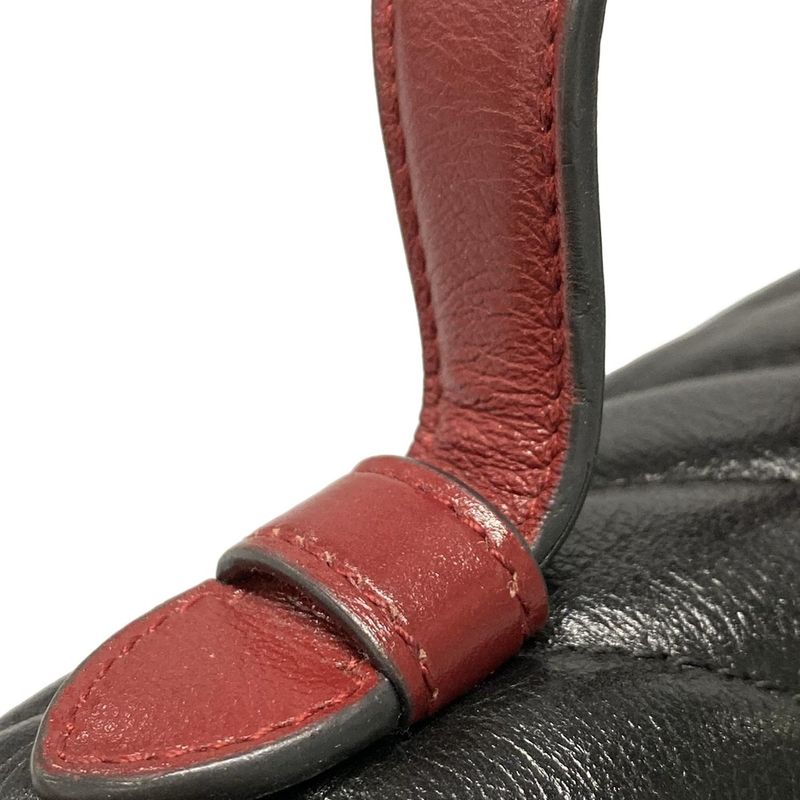 Gucci Handbag GG Marmont Mini Top Handle Bag 583571 Black And Red Leather