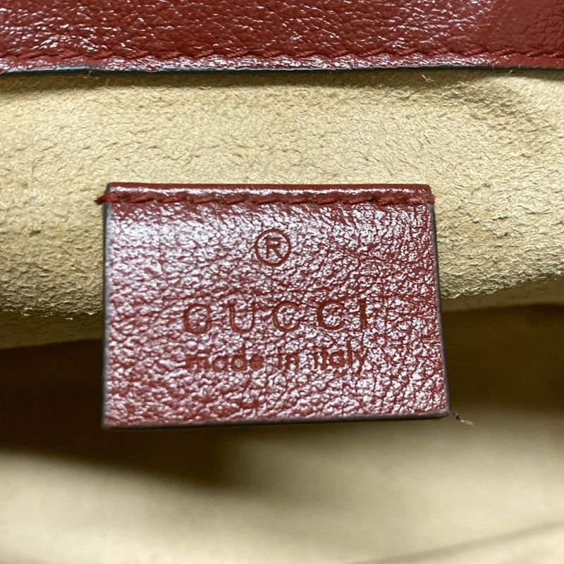 Gucci Handbag GG Marmont Mini Top Handle Bag 583571 Black And Red Leather