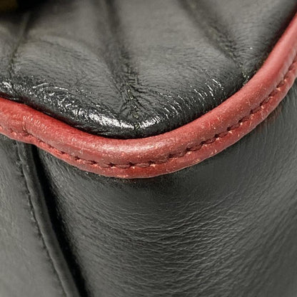 Gucci Handbag GG Marmont Mini Top Handle Bag 583571 Black And Red Leather