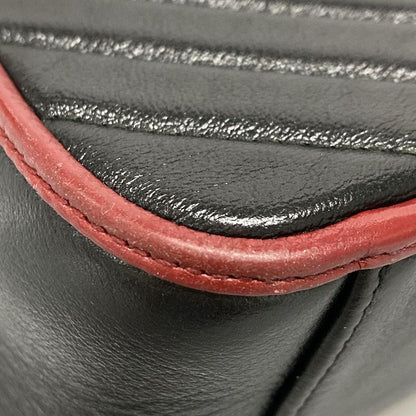 Gucci Handbag GG Marmont Mini Top Handle Bag 583571 Black And Red Leather