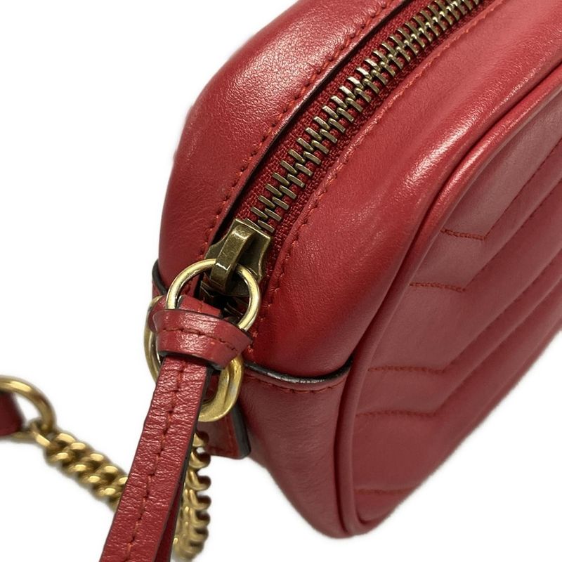 Gucci Shoulder Bag GG Marmont Mini Camera Bag 448065 Red Chain Shoulder/quilted