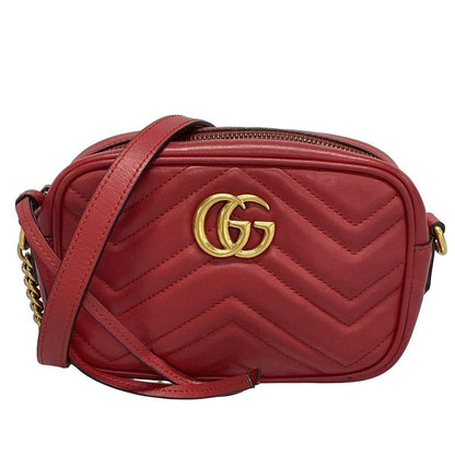 Gucci Shoulder Bag GG Marmont Mini Camera Bag 448065 Red Chain Shoulder/quilted