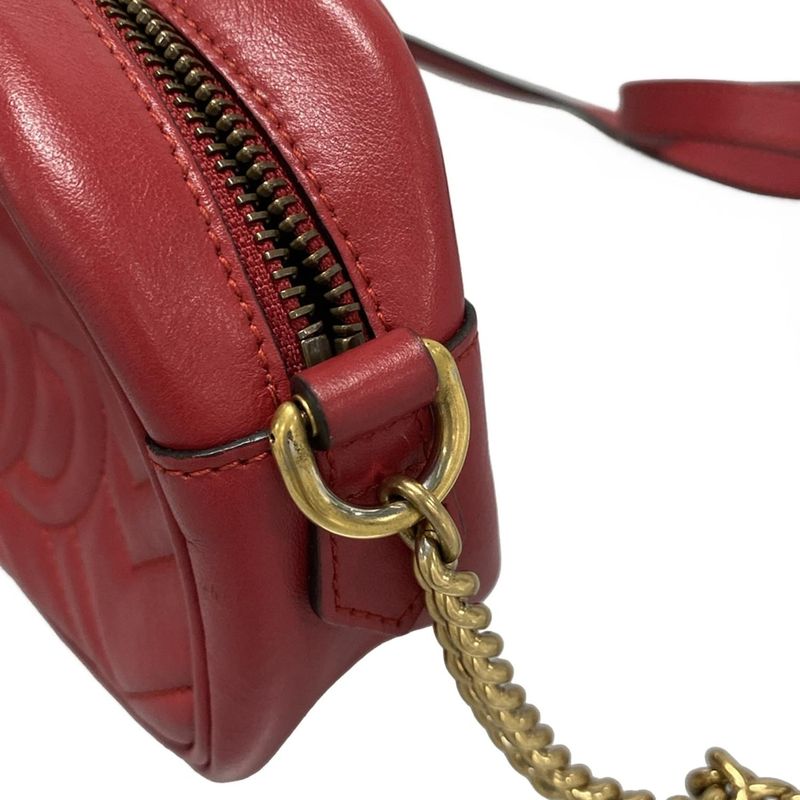 Gucci Shoulder Bag GG Marmont Mini Camera Bag 448065 Red Chain Shoulder/quilted