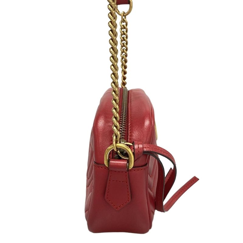Gucci Shoulder Bag GG Marmont Mini Camera Bag 448065 Red Chain Shoulder/quilted
