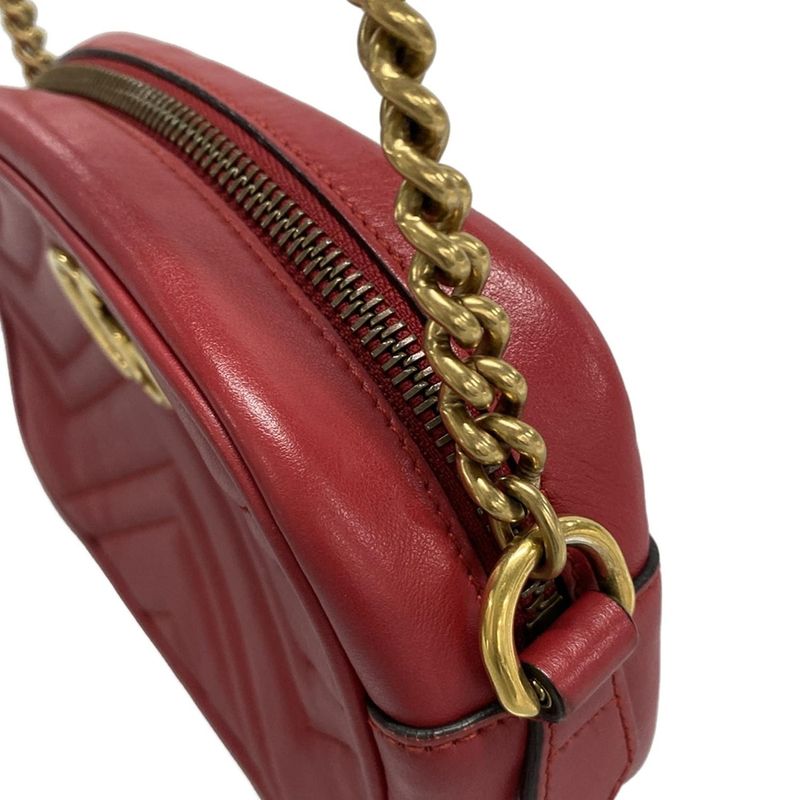 Gucci Shoulder Bag GG Marmont Mini Camera Bag 448065 Red Chain Shoulder/quilted