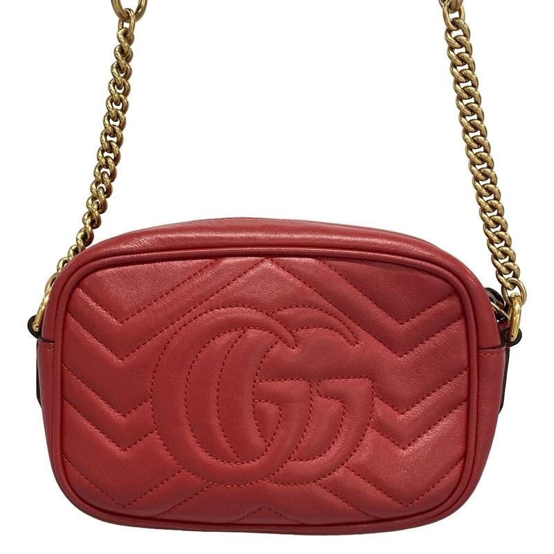 Gucci Shoulder Bag GG Marmont Mini Camera Bag 448065 Red Chain Shoulder/quilted