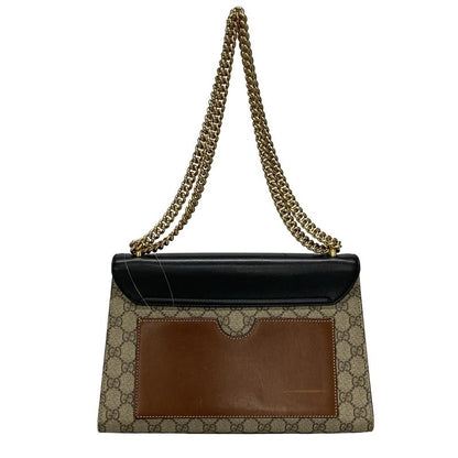 Gucci Shoulder Bag Padlock GG Supreme 409486 Beige Ebony And Black Chain
