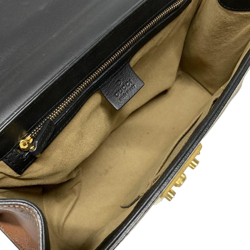 Gucci Shoulder Bag Padlock GG Supreme 409486 Beige Ebony And Black Chain