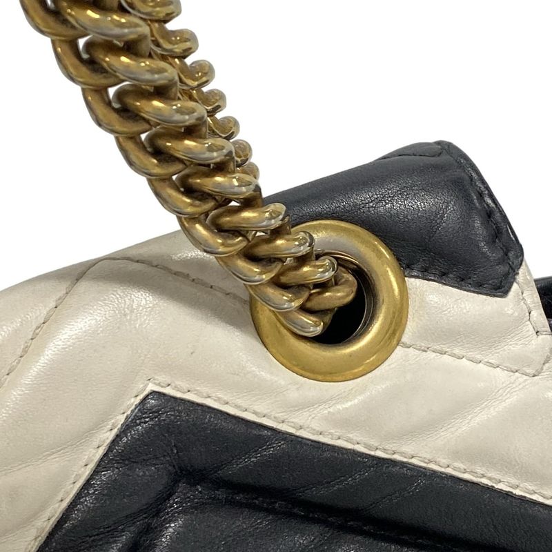 Gucci Shoulder Bag GG Marmont Quilted Small Shoulder Bag 443497 Black And White