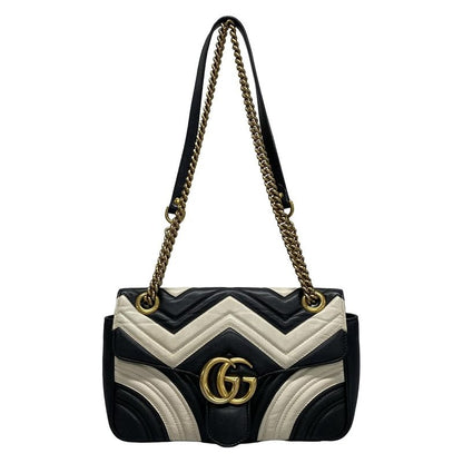 Gucci Shoulder Bag GG Marmont Quilted Small Shoulder Bag 443497 Black And White