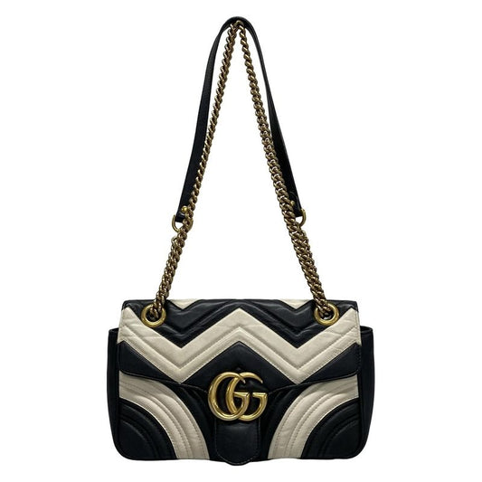 Gucci Shoulder Bag GG Marmont Quilted Small Shoulder Bag 443497 Black And White