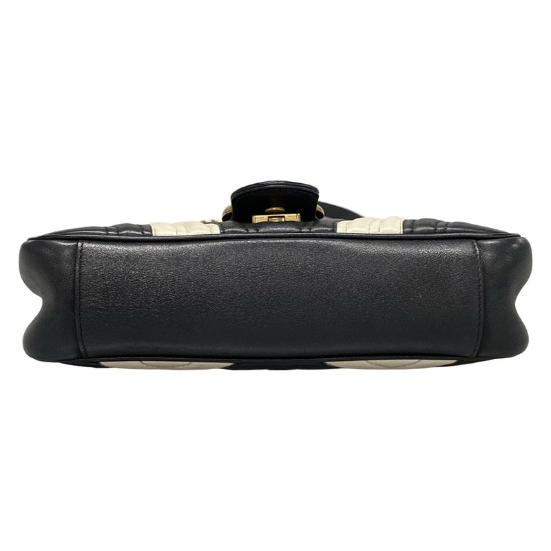 Gucci Shoulder Bag GG Marmont Quilted Small Shoulder Bag 443497 Black And White