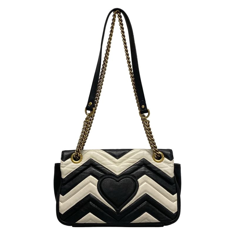Gucci Shoulder Bag GG Marmont Quilted Small Shoulder Bag 443497 Black And White
