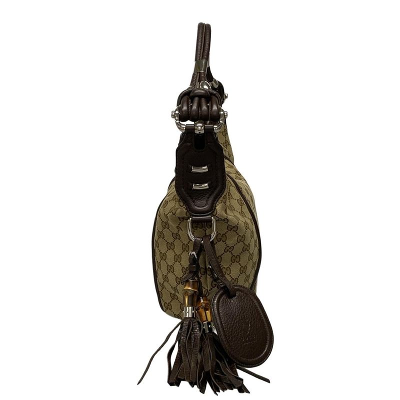 Gucci Shoulder Bag Techno Horsebit / GG Pattern 240261 Beige X Brown X Dark