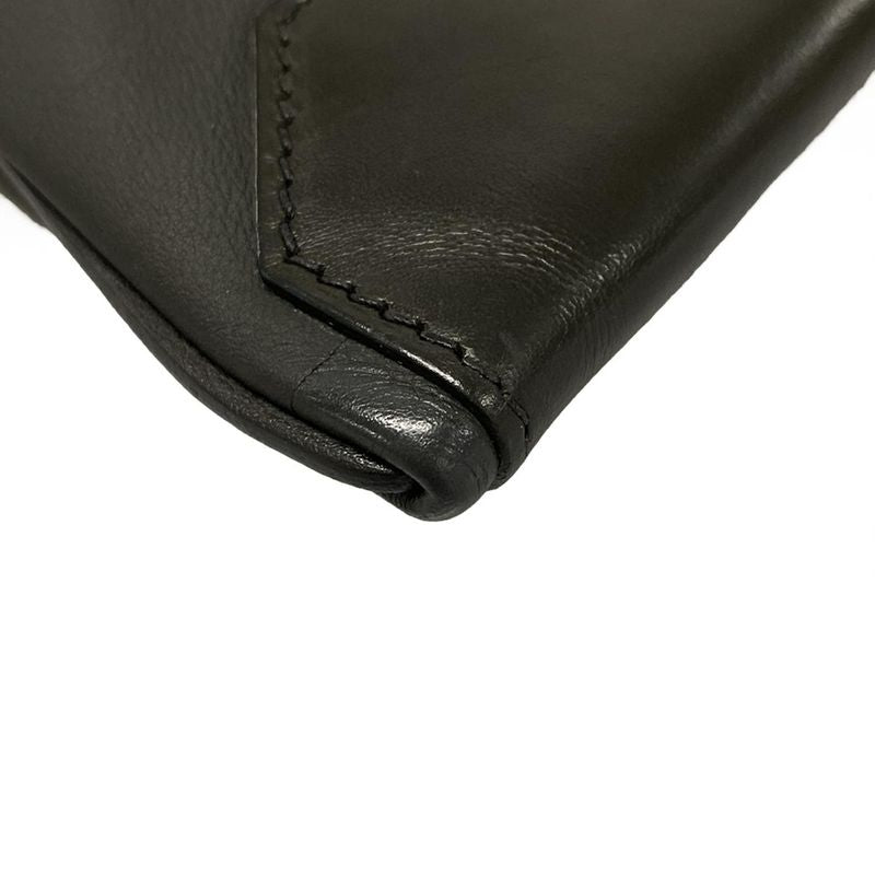 Hermes Clutch Bag City Slide Black Silver Hardware