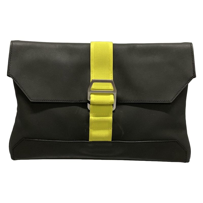 Hermes Clutch Bag City Slide Black Silver Hardware