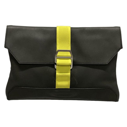 Hermes Clutch Bag City Slide Black Silver Hardware