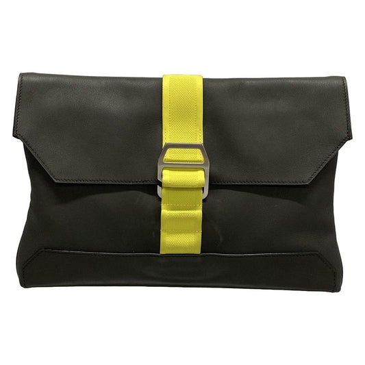 Hermes Clutch Bag City Slide Black Silver Hardware