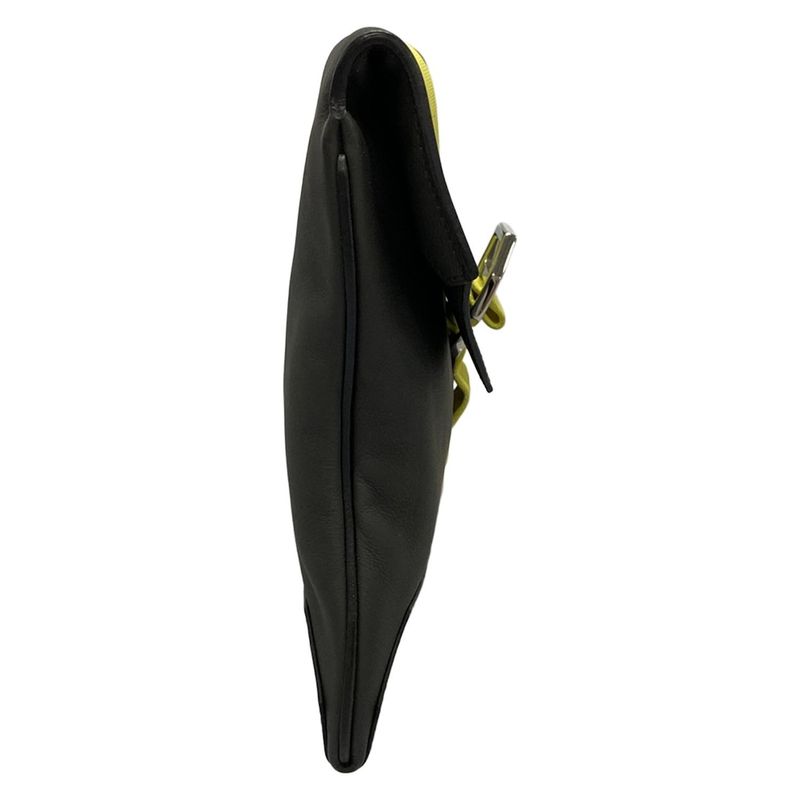 Hermes Clutch Bag City Slide Black Silver Hardware