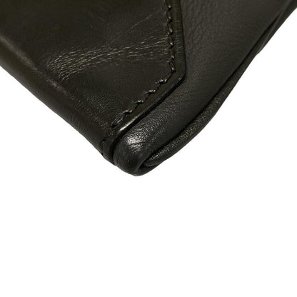 Hermes Clutch Bag City Slide Black Silver Hardware