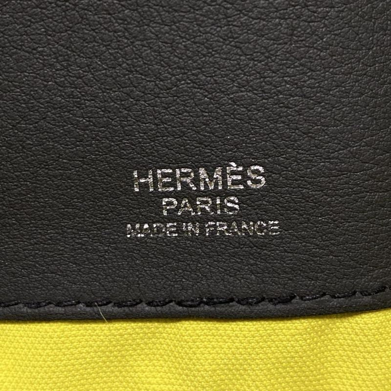 Hermes Clutch Bag City Slide Black Silver Hardware