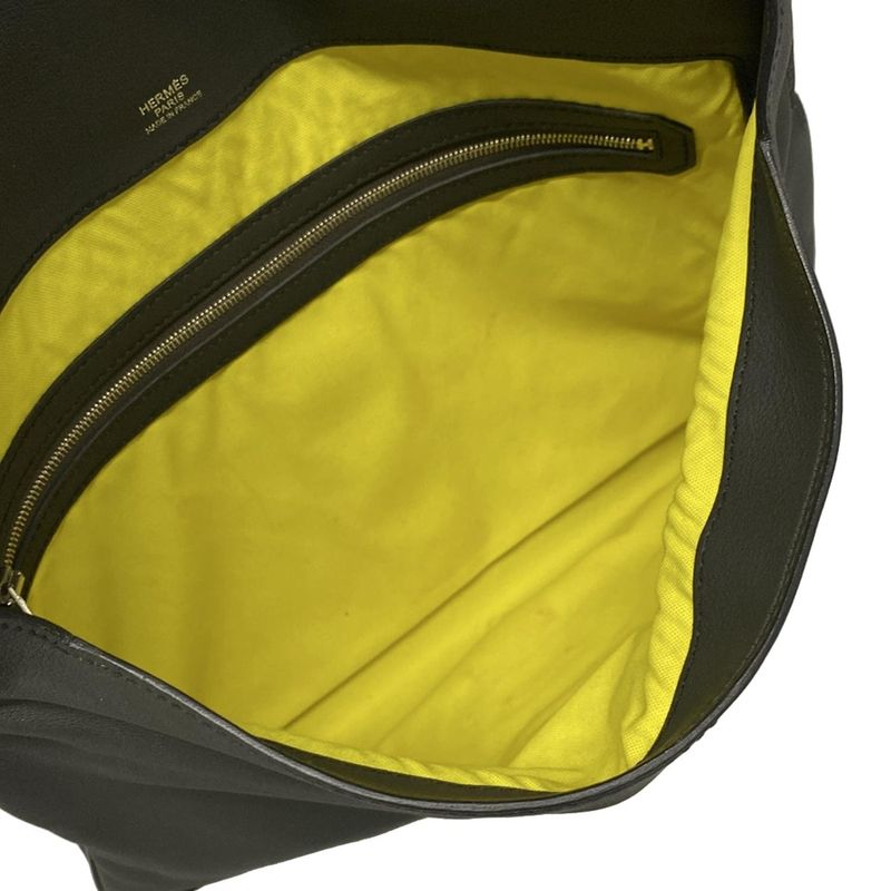 Hermes Clutch Bag City Slide Black Silver Hardware