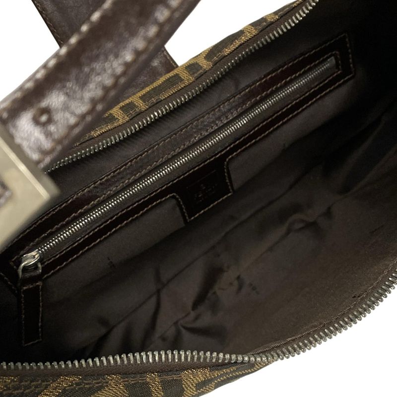 Fendi Shoulder Bag Zucca Pattern 16321 Brown X Black X Dark Brown Leather