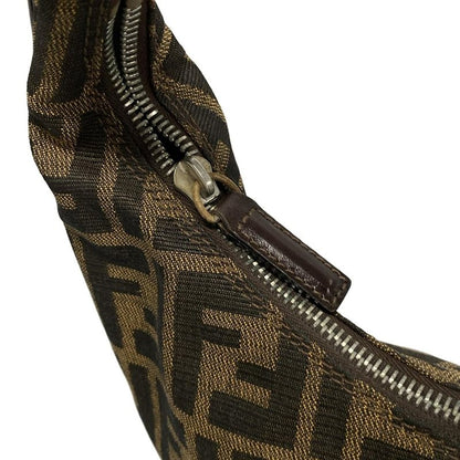 Fendi Shoulder Bag Zucca Pattern 16321 Brown X Black X Dark Brown Leather