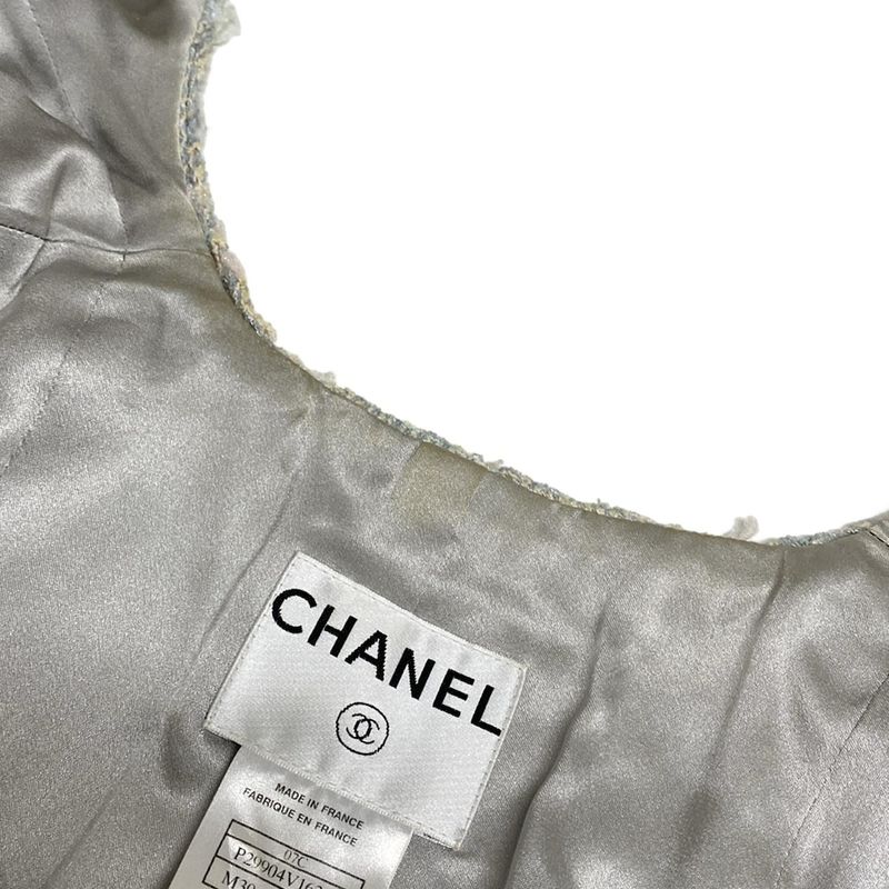 Chanel Skirt Suit Size 38 M Ladies P29904/p30118 Light Blue/ivory/multi