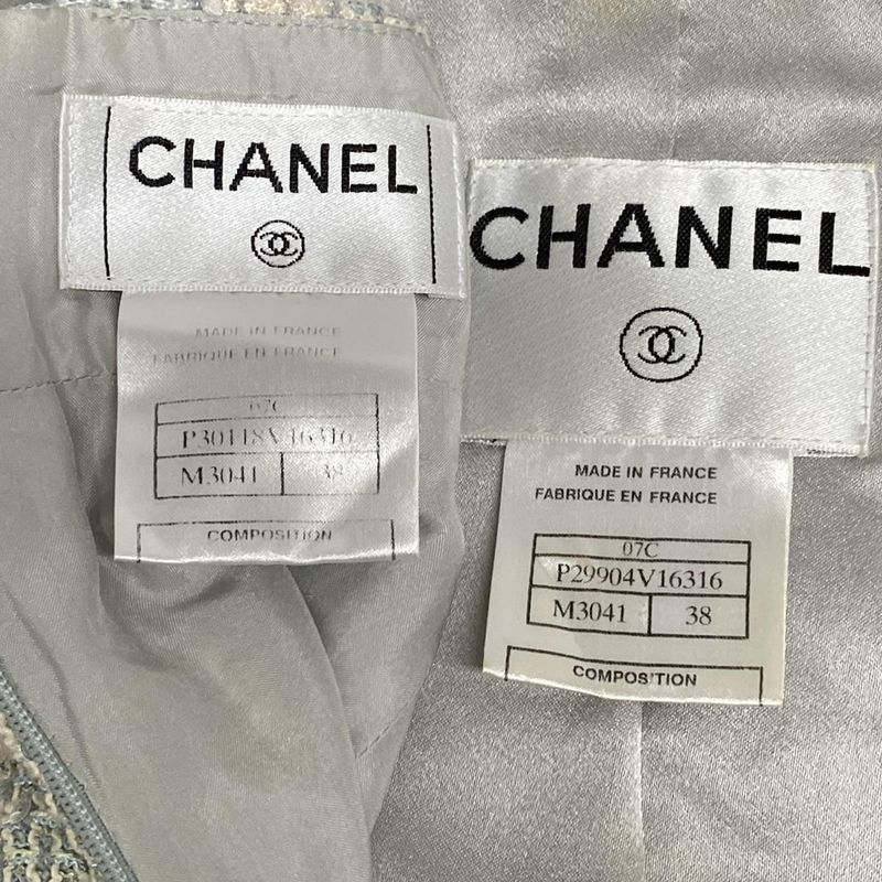 Chanel Skirt Suit Size 38 M Ladies P29904/p30118 Light Blue/ivory/multi