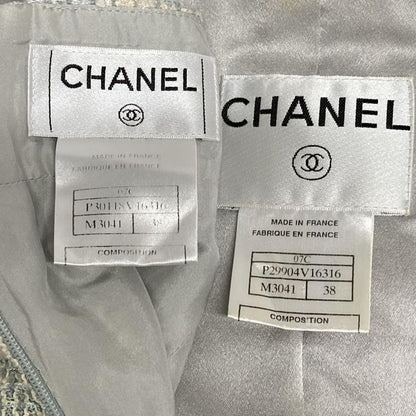 Chanel Skirt Suit Size 38 M Ladies P29904/p30118 Light Blue/ivory/multi