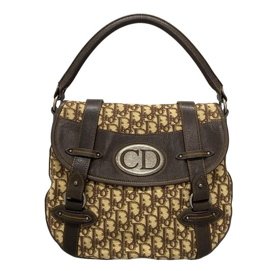 Dior/christian Dior Shoulder Bag Vintage Traveler Ivory And Dark Brown Leather