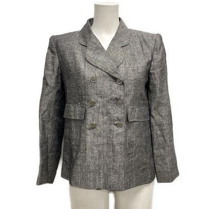 Chanel Jacket Size 38 M Women's P11161 Gray Double Linen