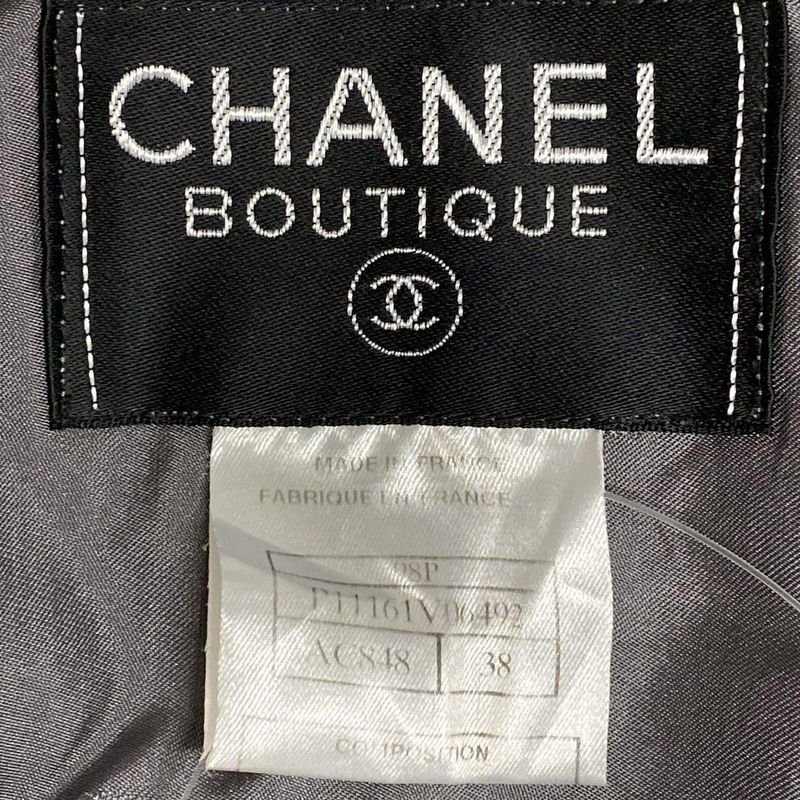 Chanel Jacket Size 38 M Women's P11161 Gray Double Linen