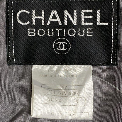 Chanel Jacket Size 38 M Women's P11161 Gray Double Linen